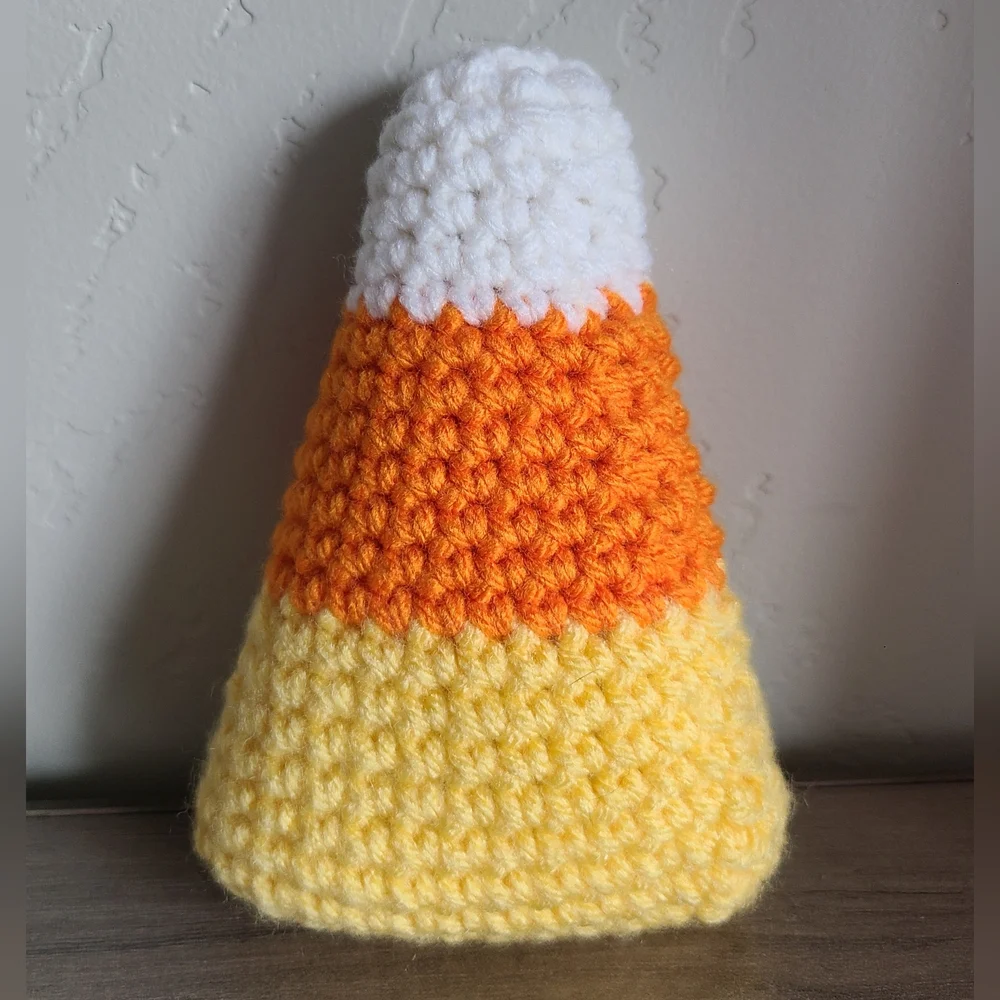 Crochet candy corn, Halloween decor, fall home decorations, candy corn decor